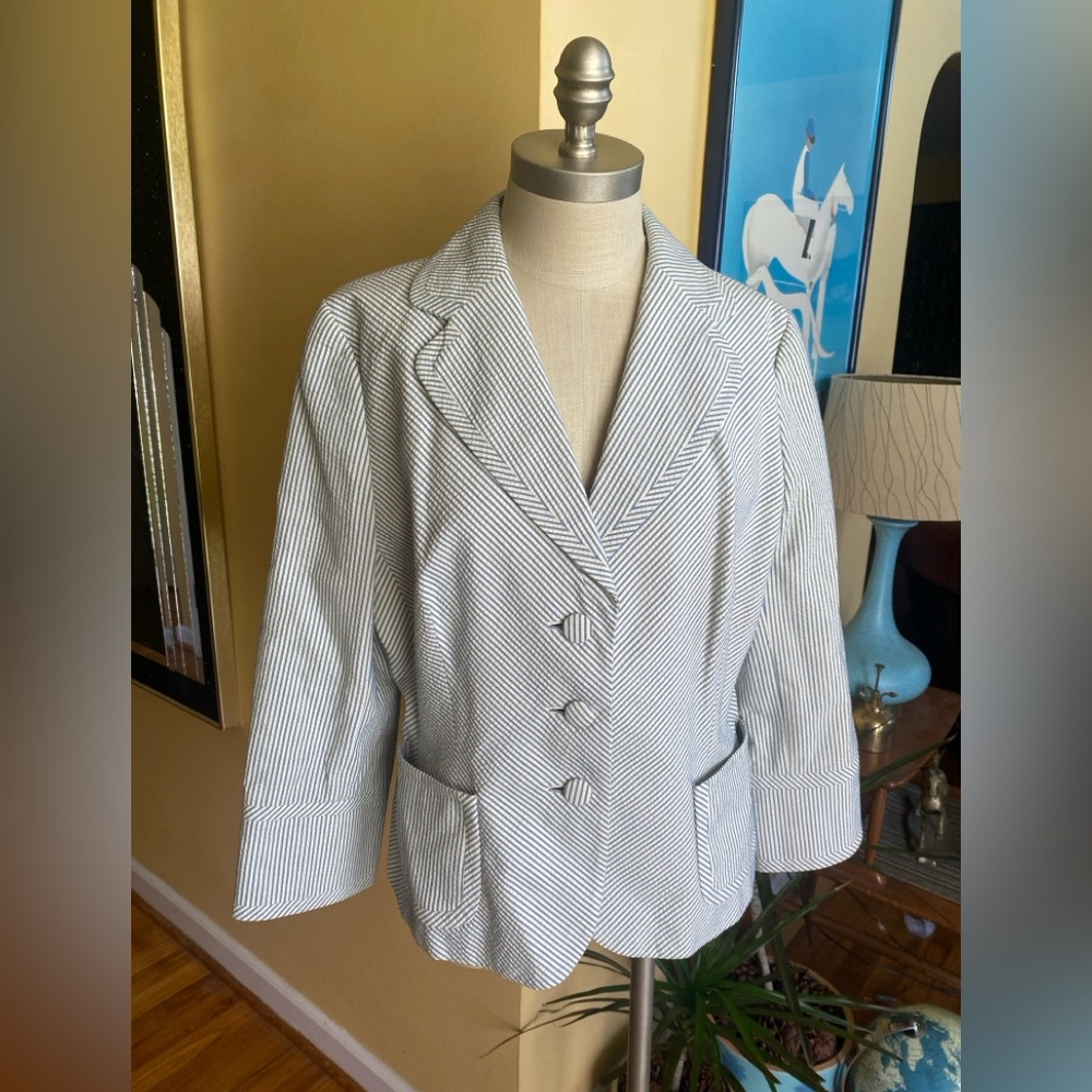 banana republic blue seersucker jacket blazer